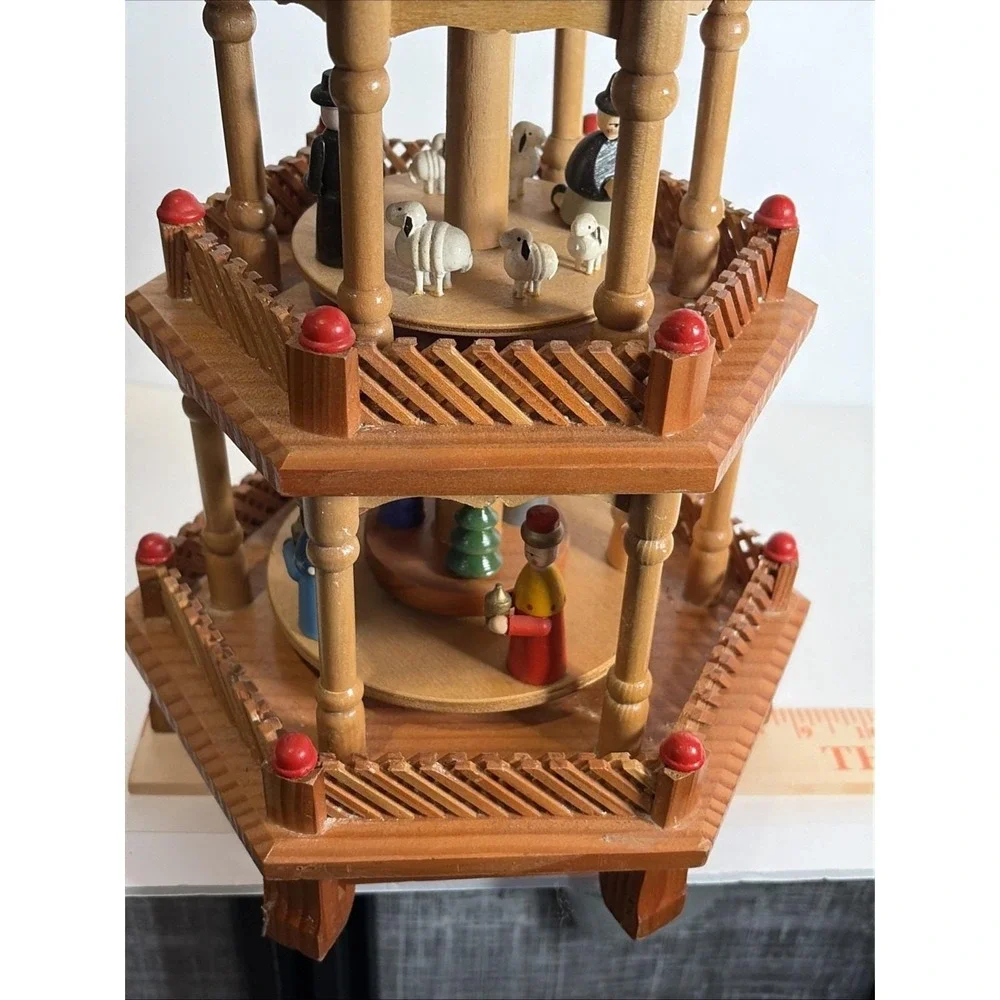 VTG Pyramid Nativity Carousel Parts Make Ornaments Wood Christmas Craft READ